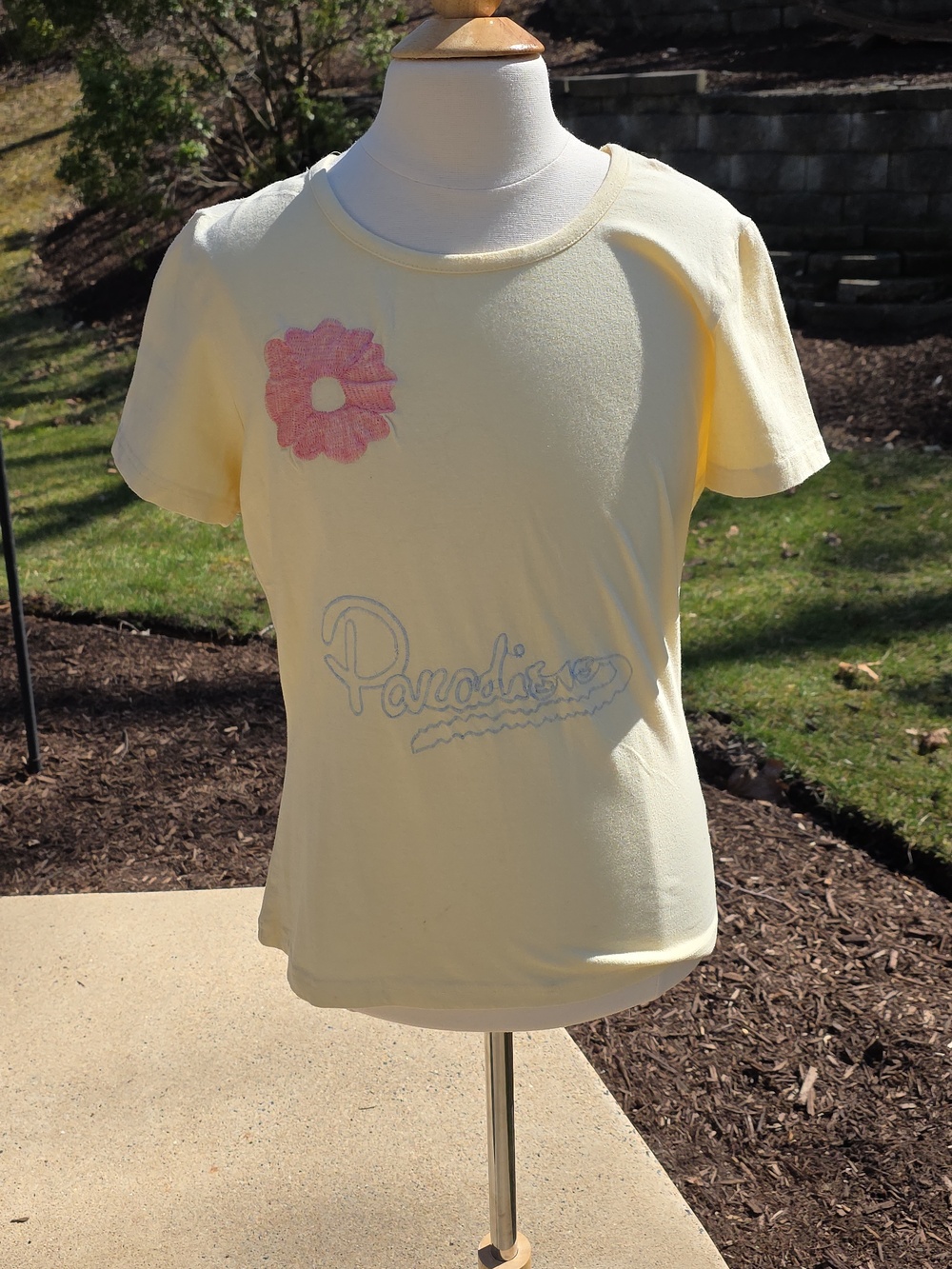 Tokyo Denim Yellow Embriodered Paradise Tee